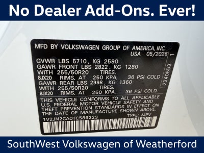 2026 Volkswagen Atlas 2.0T SE W/TECHNOLOGY