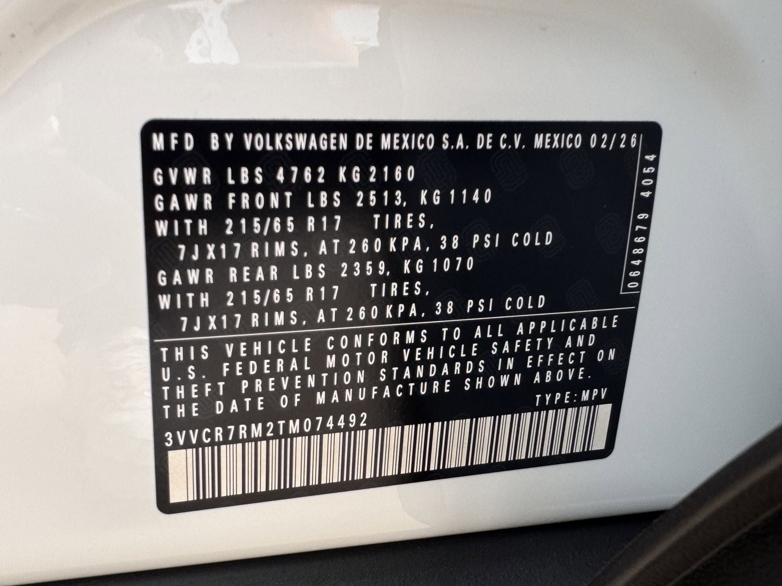 2026 Volkswagen Tiguan 2.0T S