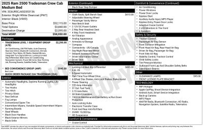 2025 RAM Ram 2500 RAM 2500 TRADESMAN CREW CAB 4X4 6'4' BOX