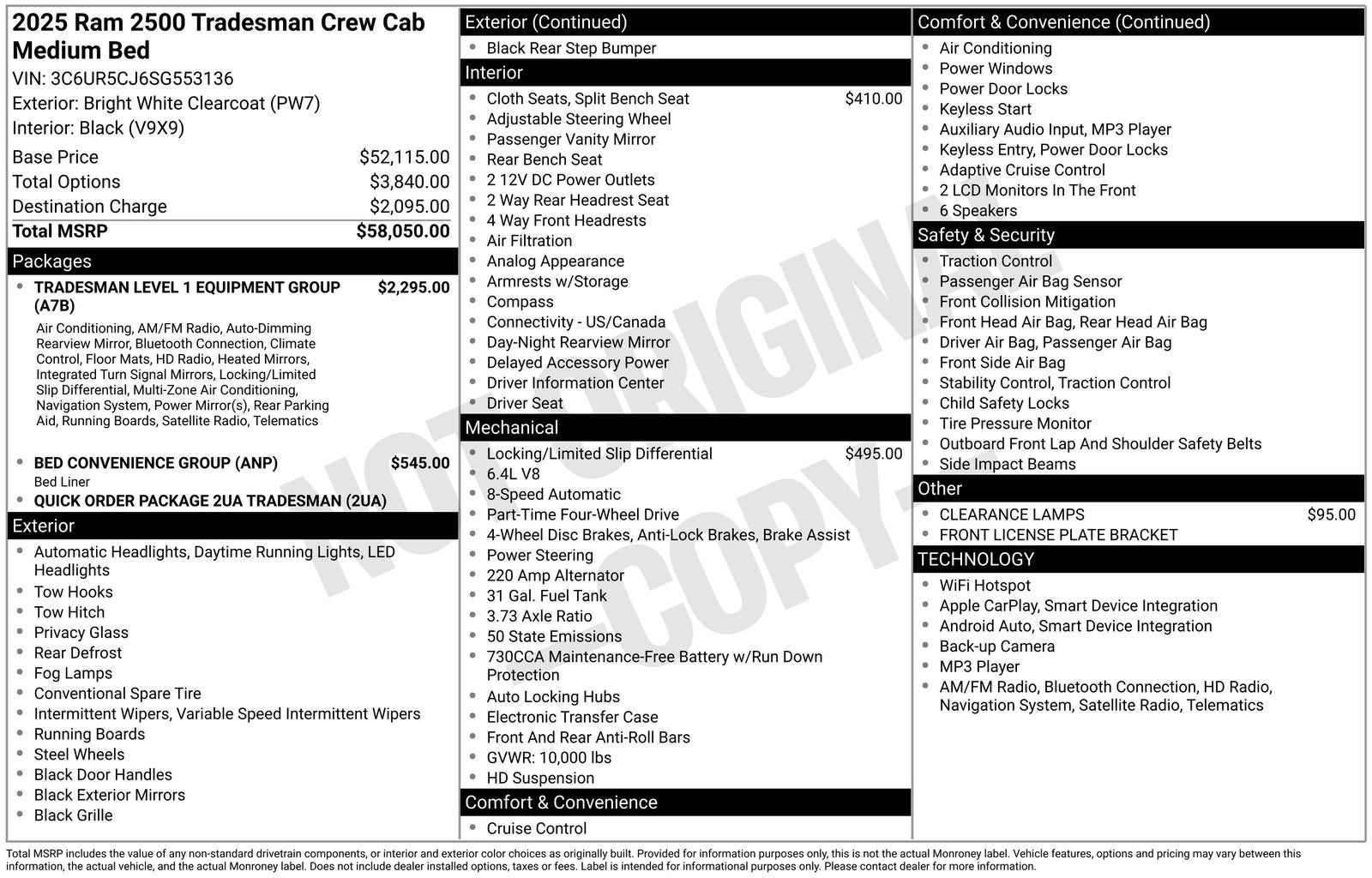 2025 RAM Ram 2500 RAM 2500 TRADESMAN CREW CAB 4X4 6'4' BOX