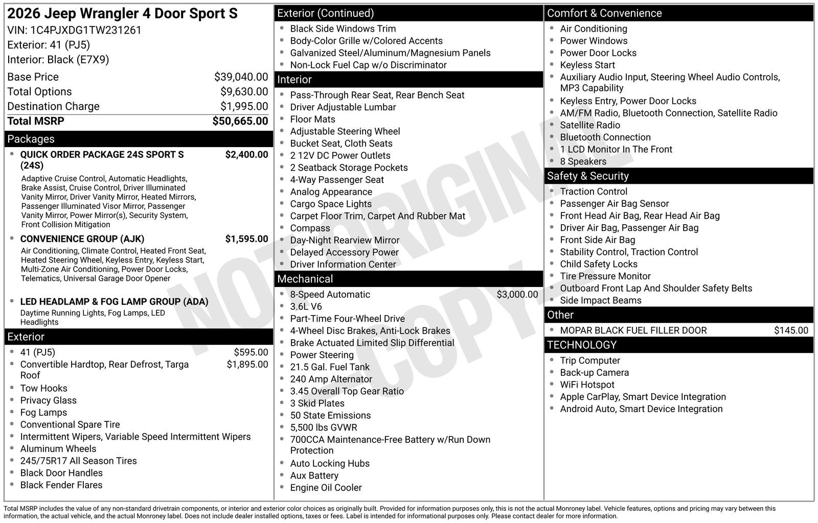 2026 Jeep Wrangler WRANGLER 4-DOOR SPORT S