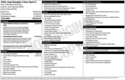 2026 Jeep Wrangler WRANGLER 4-DOOR SPORT S