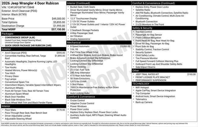 2026 Jeep Wrangler WRANGLER 4-DOOR RUBICON