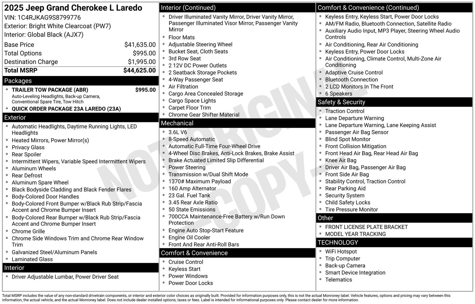 2025 Jeep Grand Cherokee GRAND CHEROKEE L LAREDO 4X4