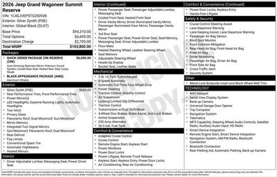 2026 Jeep Grand Wagoneer GRAND WAGONEER SUMMIT RESERVE 4X4