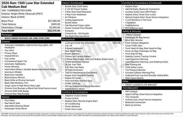 2026 RAM Ram 1500 RAM 1500 LONE STAR QUAD CAB 4X2 6'4' BOX