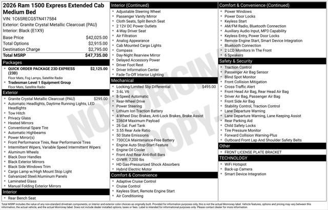 2026 RAM Ram 1500 RAM 1500 EXPRESS QUAD CAB 4X2 6'4' BOX