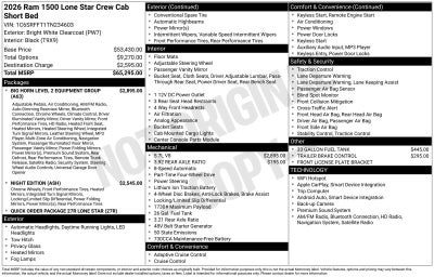 2026 RAM Ram 1500 RAM 1500 LONE STAR CREW CAB 4X4 5'7' BOX