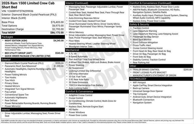 2026 RAM Ram 1500 RAM 1500 LIMITED CREW CAB 4X4 5'7' BOX
