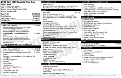 2026 RAM Ram 1500 RAM 1500 LARAMIE CREW CAB 4X4 5'7' BOX