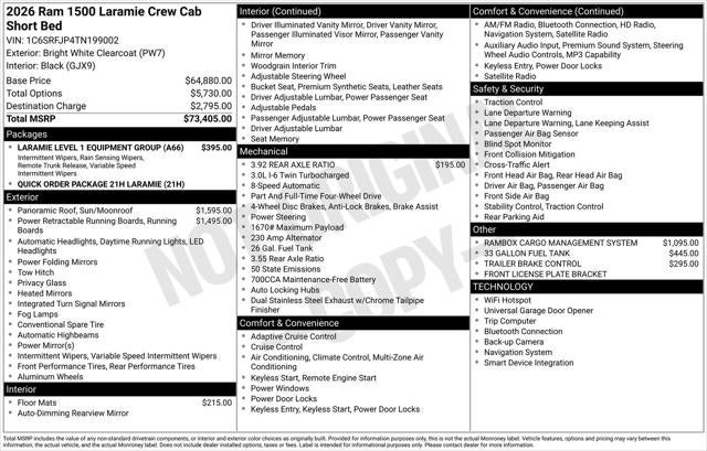 2026 RAM Ram 1500 RAM 1500 LARAMIE CREW CAB 4X4 5'7' BOX