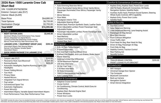 2026 RAM Ram 1500 RAM 1500 LARAMIE CREW CAB 4X4 5'7' BOX