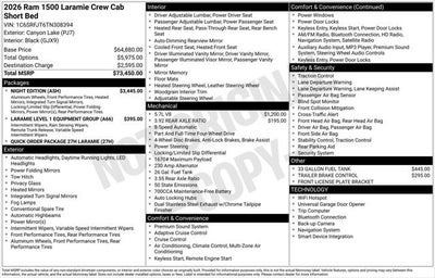 2026 RAM Ram 1500 RAM 1500 LARAMIE CREW CAB 4X4 5'7' BOX