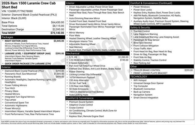 2026 RAM Ram 1500 RAM 1500 LARAMIE CREW CAB 4X4 5'7' BOX