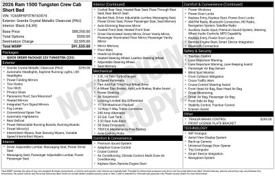 2026 RAM Ram 1500 RAM 1500 TUNGSTEN CREW CAB 4X4