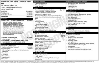 2027 RAM Ram 1500 RAM 1500 REBEL CREW CAB 4X4 5'7' BOX