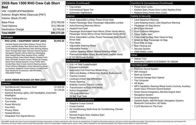2026 RAM Ram 1500 RAM 1500 RHO CREW CAB 4X4 5'7' BOX