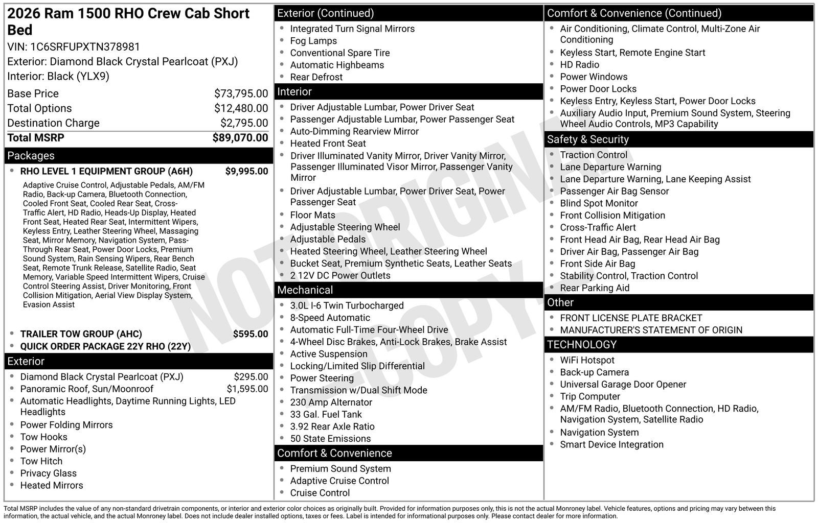 2026 RAM Ram 1500 RAM 1500 RHO CREW CAB 4X4 5'7' BOX