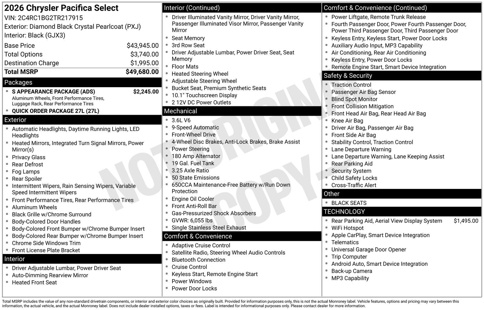 2026 Chrysler Pacifica PACIFICA SELECT