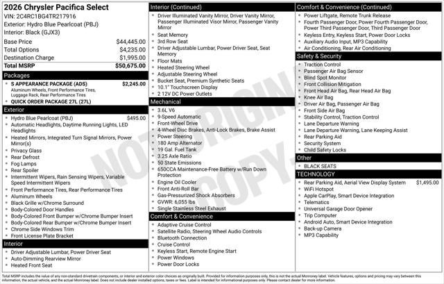 2026 Chrysler Pacifica PACIFICA SELECT