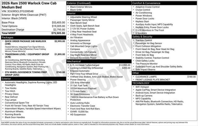 2026 RAM Ram 2500 RAM 2500 WARLOCK CREW CAB 4X4 6'4' BOX
