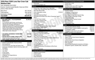 2026 RAM Ram 2500 RAM 2500 LONE STAR CREW CAB 4X4 6'4' BOX