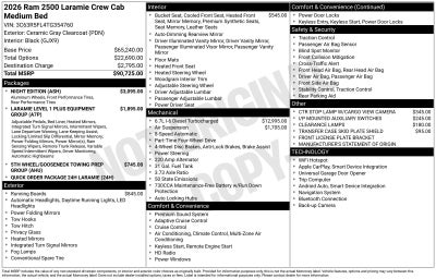 2026 RAM Ram 2500 RAM 2500 LARAMIE CREW CAB 4X4 6'4' BOX