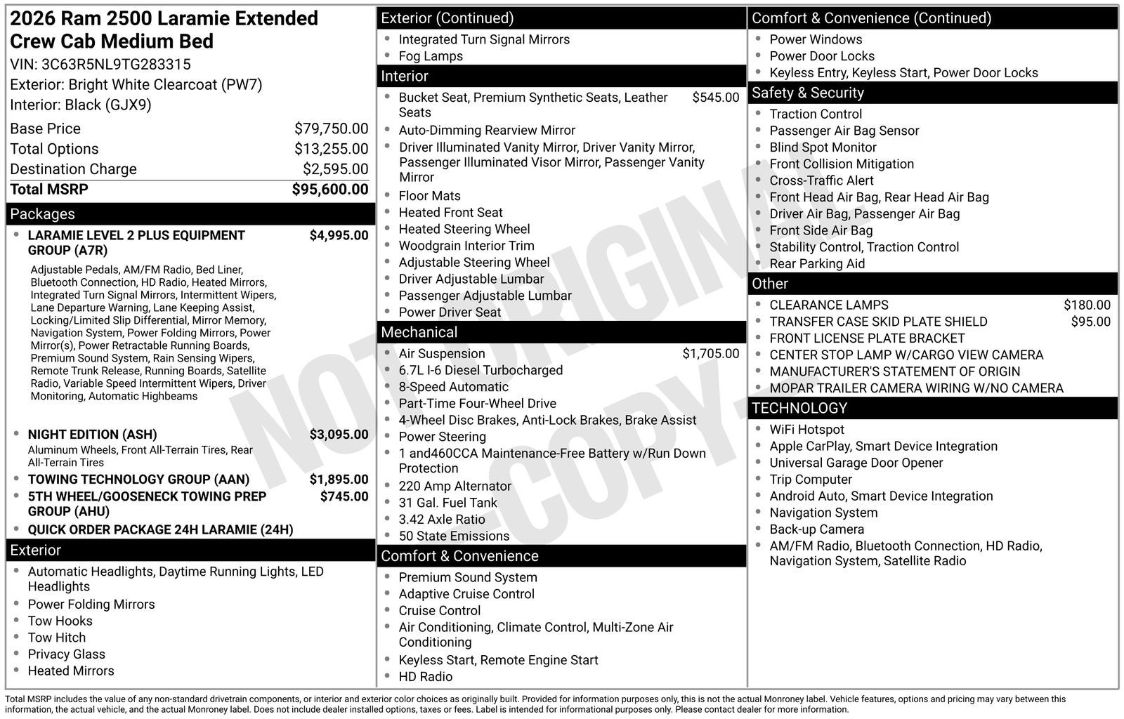 2026 RAM Ram 2500 RAM 2500 LARAMIE MEGA CAB 4X4 6'4' BOX