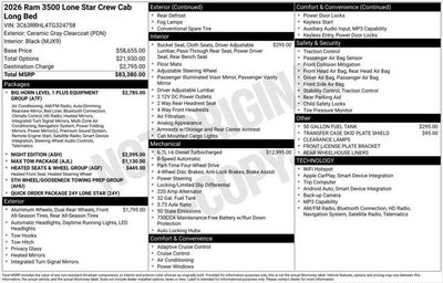2026 RAM Ram 3500 RAM 3500 LONE STAR CREW CAB 4X4 8' BOX