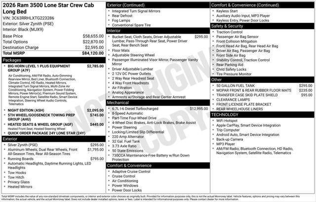 2026 RAM Ram 3500 RAM 3500 LONE STAR CREW CAB 4X4 8' BOX