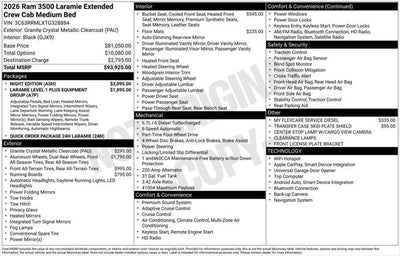 2026 RAM Ram 3500 RAM 3500 LARAMIE MEGA CAB 4X4 6'4' BOX