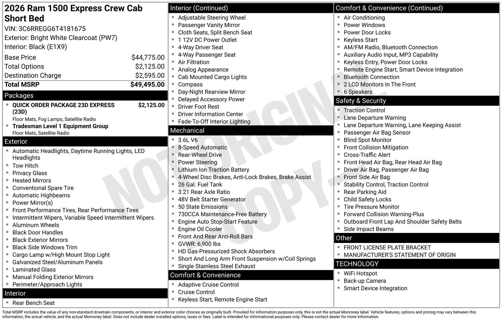 2026 RAM Ram 1500 RAM 1500 EXPRESS CREW CAB 4X2 5'7' BOX
