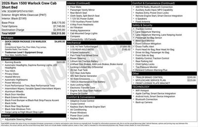 2026 RAM Ram 1500 RAM 1500 WARLOCK CREW CAB 4X4 5'7' BOX