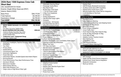 2026 RAM Ram 1500 RAM 1500 EXPRESS CREW CAB 4X4 5'7' BOX