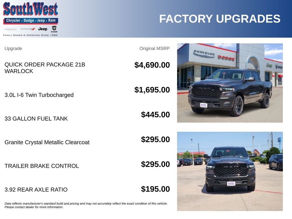 2026 RAM Ram 1500 RAM 1500 WARLOCK CREW CAB 4X4 5'7' BOX
