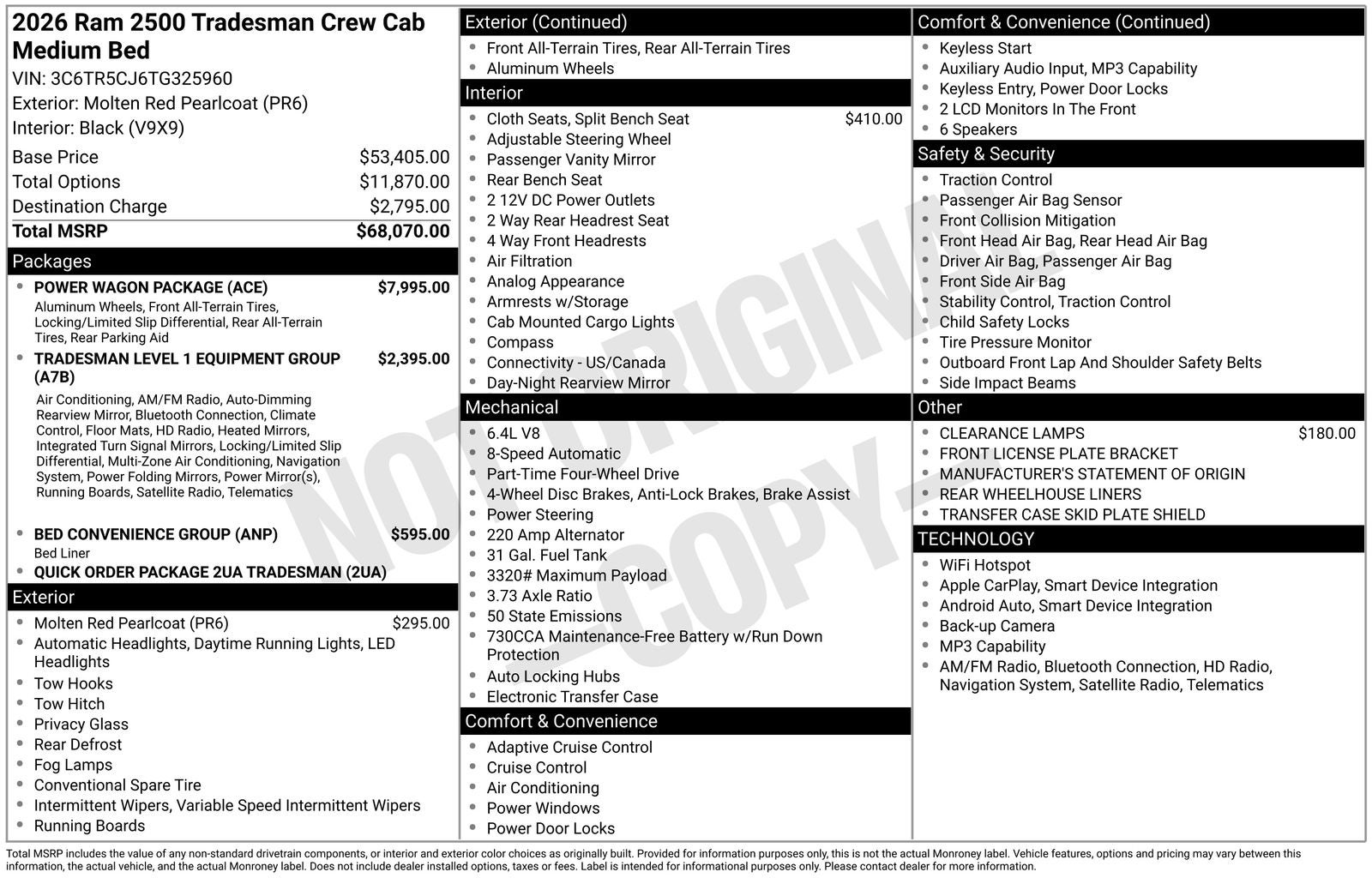 2026 RAM Ram 2500 RAM 2500 TRADESMAN CREW CAB 4X4 6'4' BOX