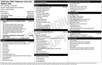 2026 RAM Ram 2500 RAM 2500 TRADESMAN CREW CAB 4X4 6'4' BOX