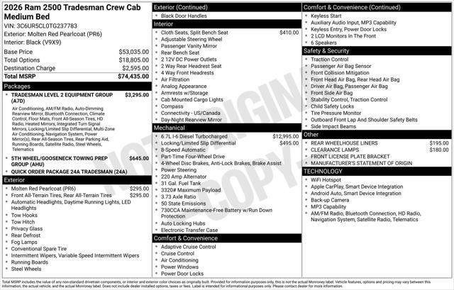 2026 RAM Ram 2500 RAM 2500 TRADESMAN CREW CAB 4X4 6'4' BOX