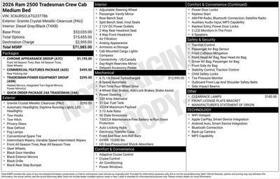 2026 RAM Ram 2500 RAM 2500 TRADESMAN CREW CAB 4X4 6'4' BOX