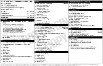 2026 RAM Ram 2500 RAM 2500 TRADESMAN CREW CAB 4X4 6'4' BOX