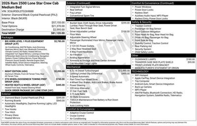 2026 RAM Ram 2500 RAM 2500 LONE STAR CREW CAB 4X4 6'4' BOX