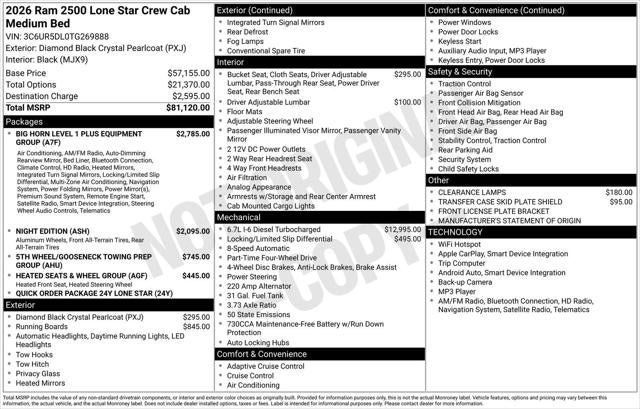2026 RAM Ram 2500 RAM 2500 LONE STAR CREW CAB 4X4 6'4' BOX