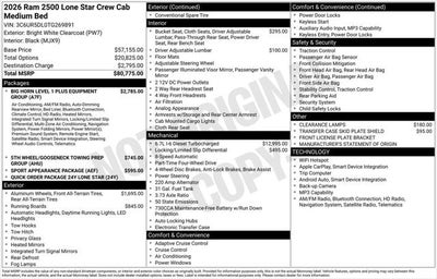 2026 RAM Ram 2500 RAM 2500 LONE STAR CREW CAB 4X4 6'4' BOX