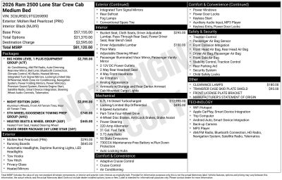 2026 RAM Ram 2500 RAM 2500 LONE STAR CREW CAB 4X4 6'4' BOX
