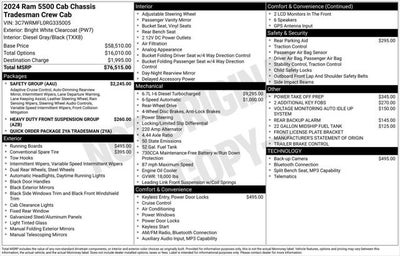 2024 RAM Ram 5500 Chassis Cab RAM 5500 TRADESMAN CHASSIS CREW CAB 4X2 84' CA