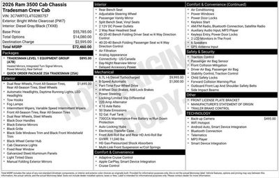 2026 RAM Ram 3500 Chassis Cab RAM 3500 TRADESMAN CREW CAB CHASSIS 4X4 60' CA