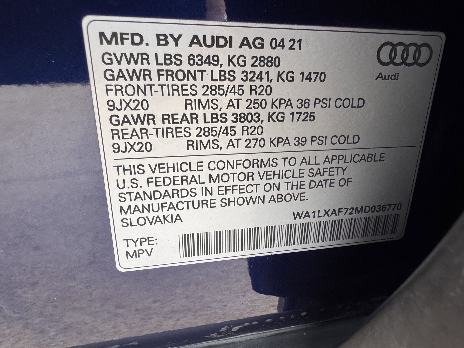 2021 Audi Q7 55 Premium Plus quattro