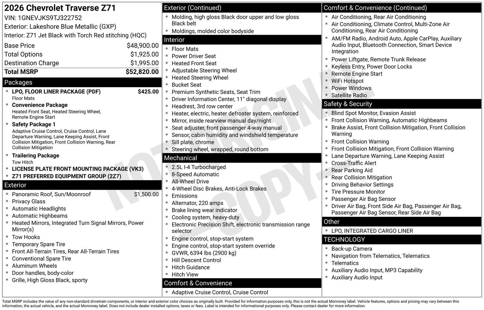 2026 Chevrolet Traverse Z71