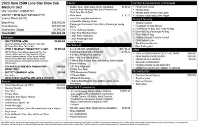 2023 RAM 2500 Lone Star Crew Cab 4x4 6'4" Box