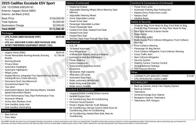 2025 Cadillac Escalade ESV Sport